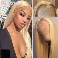 

613 Lace Frontal Human Hair Wigs Highlight Straight Transparent Lace 32 Inch Brazilian Remy Pre-Plucked Wig With Baby Hair 180%