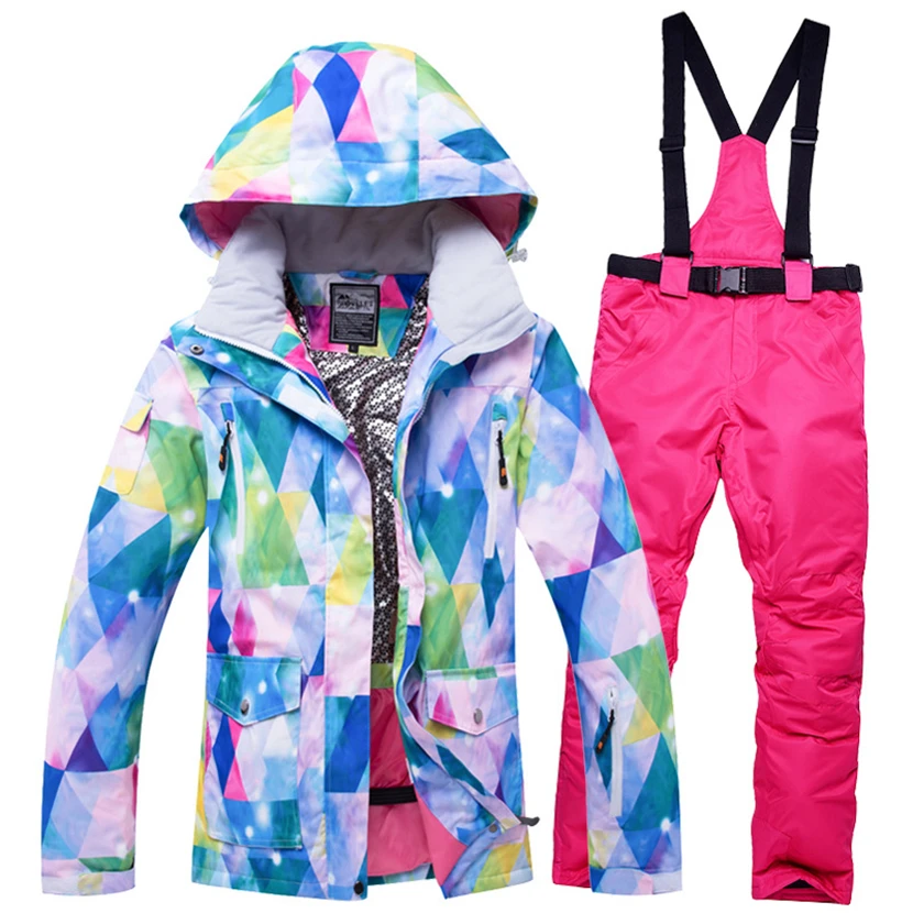 Let's Go, лыжный женский модный зимний комбинезон, разноцветная лыжная куртка, брюки, лыжные костюмы, ветронепроницаемые, водонепроницаемые, теплые женские зимние куртки