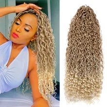 

Synthetic River Locs Crochet Hair Curly Faux Locs Goddess Braiding Hair Extensions Hippie Locs Passion Twist Boho Style