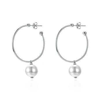

V763 Top Quality 925 Sterling Silver earring Screw Single Pearl earring For Women Fine Jewelry Collares 15MM