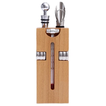 

Bar Tool Set Wine Bottle Opener with Wood Box Stand Corkscrew Pourer Bottle Opener Accessory Home Visit Gift