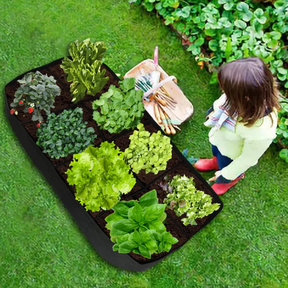 

Grow Bag Fabric Garden Plant Bed Vegetable Plante Seedling Gallon Tree Handle 4/8-Hole Rectangular Container Planting Grow Bag