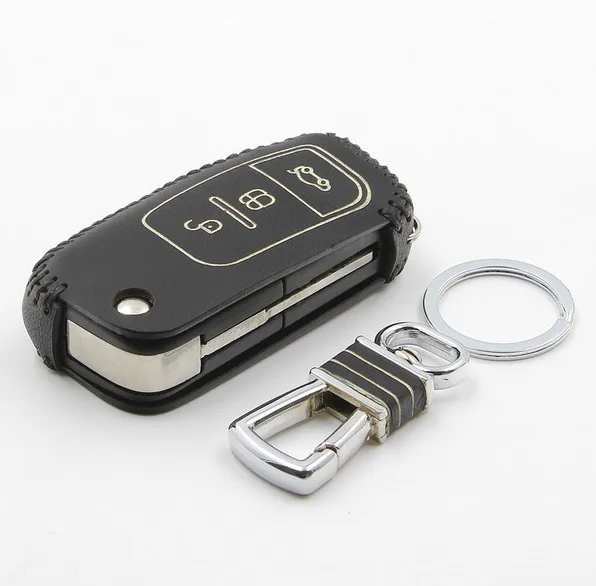 Luckeasy Классический чехол для ford focus 2012 2013 fiesta 2009-2013 s-max 2007/2008 кожаный чехол для автомобильного ключа кошелек держатель оболочки key2a - Название цвета: Черный