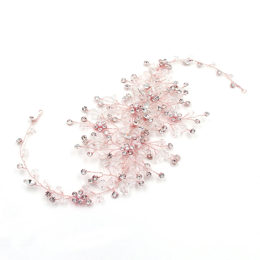 Retro Crystal Rhinestone Wedding Headband Silver Flower Hair Jewelry Bridal Accessories Tiaras