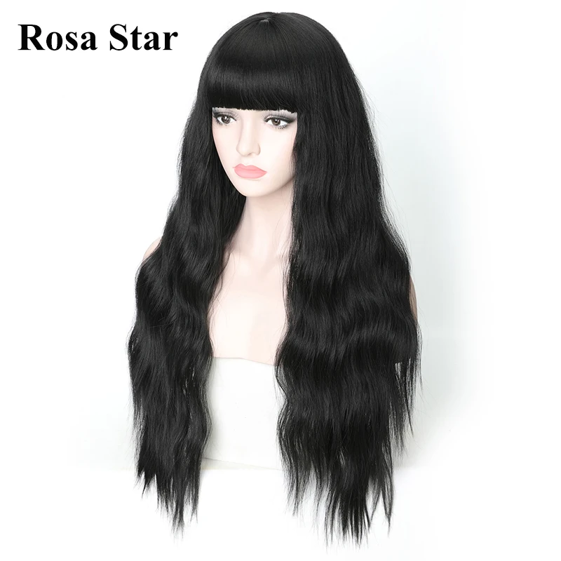 Женские волнистые синтетические парики Rosa Star свободные термостойкие черные с