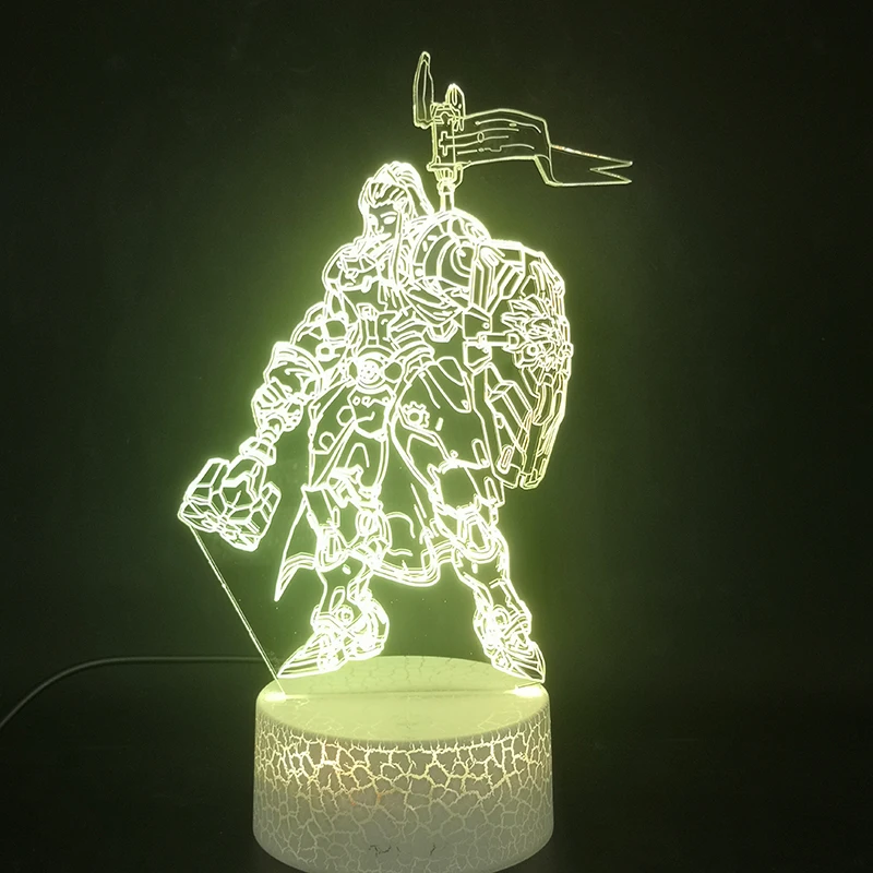 Игра Overwatch Hero Brigitte 3D лампа на батарейках 7 цветов с пультом дистанционного управления для прикроватных декоративных Usb Led Ночник светильник
