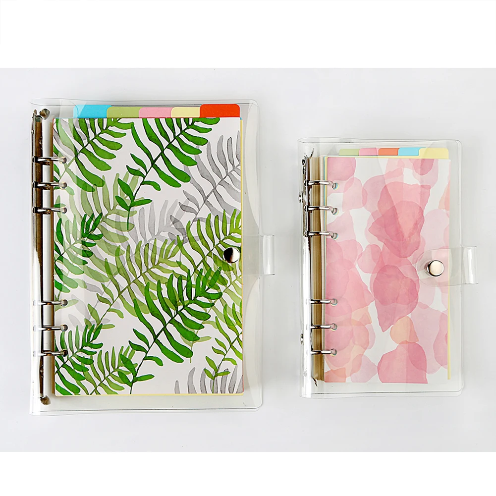 

A5/A6 Notebook Transparent Color PVC Clip File Folder Loose Leaf Ring Binder Planner Agenda School Office Supplies