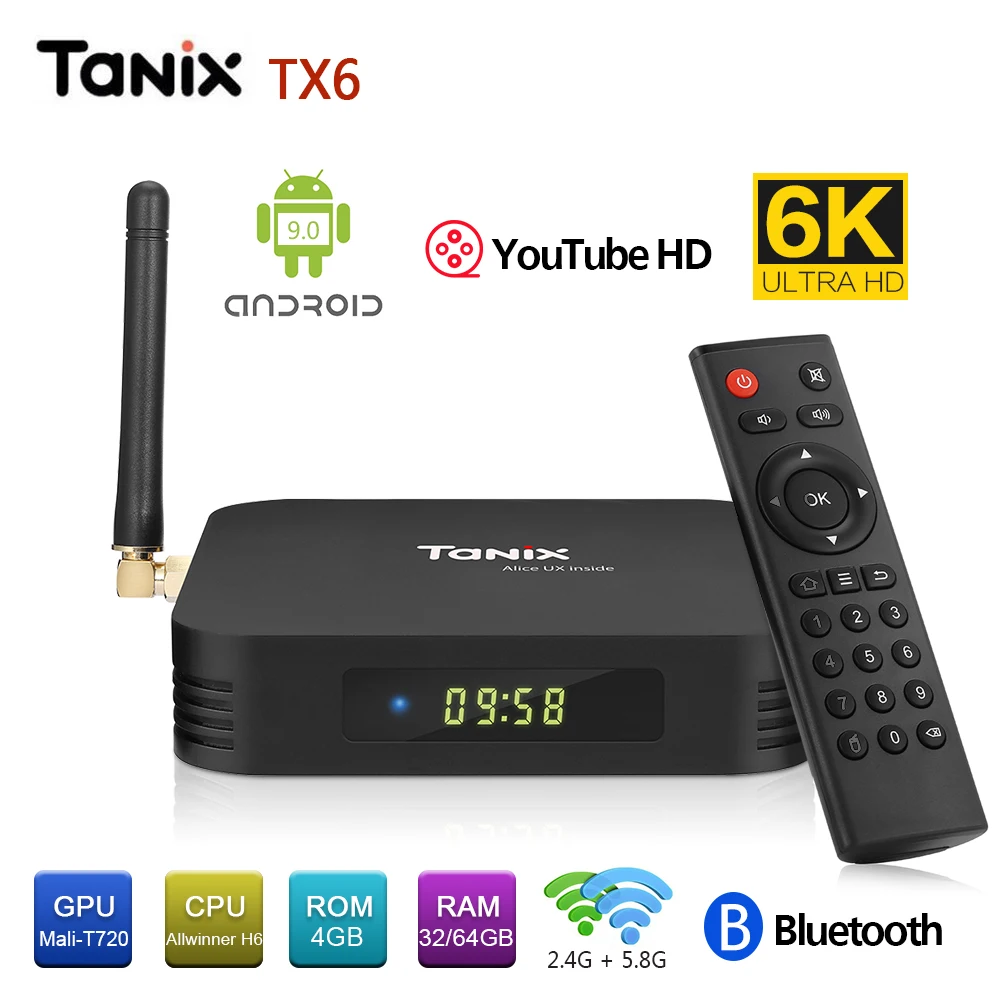 Tanix TX6 TX6-A Android 9,0 Smart TV Box Allwinner H6 4 ГБ 32 ГБ 64 Гб EMMC телеприставка 2,4 ГГц+ 5,8 ггц WiFi BT5.0 4K плеер