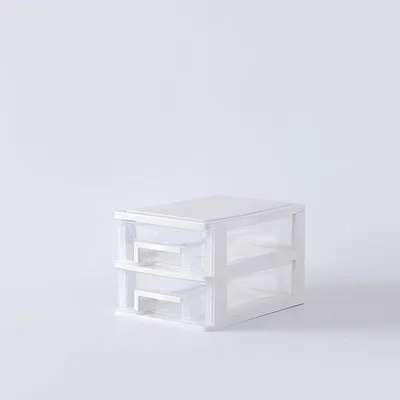 White-2layers Прозрачный Настольный ящик для хранения, многослойная пластиковая маленькая коробка, домашний офисный шкаф для хранения косметики, органайзер для украшений - Цвет: White-2layers