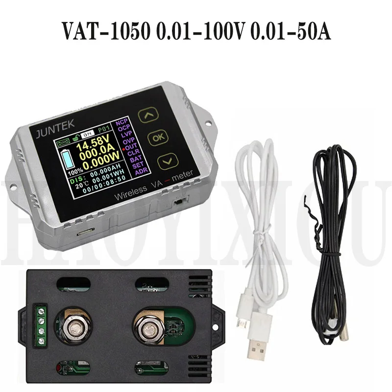 VAT1050 Напряжение и измеритель тока 100V 50A Многофункциональный цифровой Мощность метром автомобильный Батарея мониторинга Coulomb метр