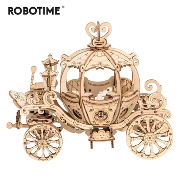 

Robotime New Arrival 182pcs DIY Movable 3D Wooden Pumpkin Cart Model Building Kit Toy Gift for Children Friend TG302