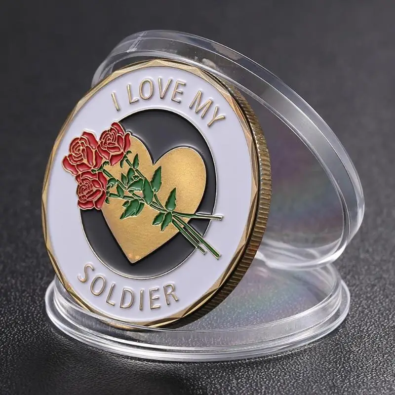 Gold Plated Bitcoin Coin Rose Flower Cupid Arrow Commemorative Coin Bitcoin Collection Souvenir Gift Metal Antique Imitation