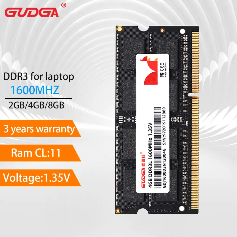 GUDGA DDR3 4GB 8GB 1600MHz Sodimm memoria ram 1.35V Notebook RAM 204Pin Laptop Memory Ram DDR 3 RAMs Computer Accessories | Компьютеры и