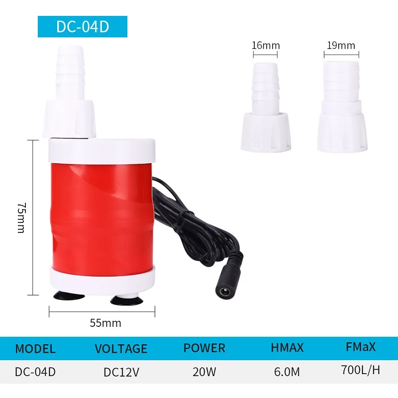 

DC12V Aquarium Submersible Pump 20W Bottom Suction Pump Fish Tank Filtration Circulation Pump Ultra Low Water Level Pump