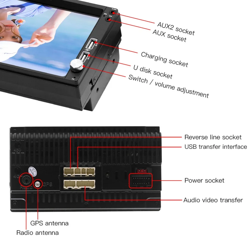 Автомагнитола 2 Din Android 8,1 gps навигатор 1G Ram+ 16G Rom Стерео Авторадио FM MirrorLink wifi Bluetooth Камера заднего вида