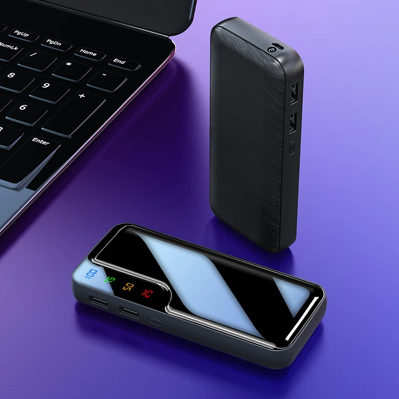 Горячая mi ni power Bank 10000mAh power bank зарядное устройство с двумя usb-портами Внешняя батарея Poverbank портативный для iPhone 7 8 x Xiaomi mi светодиодный - Цвет: Черный