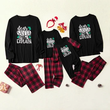 

PatPat New Arrival Winter Dear Santa Let Me Explain' Christmas Plaid Family Matching Pajamas Sets Family Look Sets