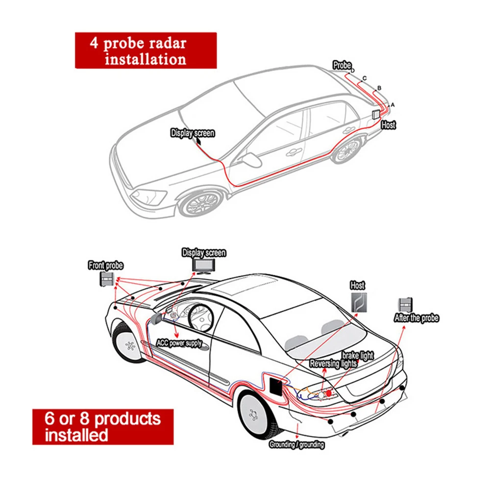 Автомобильный парковочный датчик, светодиодный дисплей, зуммер, 4 датчика, плоский обратный дисплей, парковочный датчик, комплект, автомобильный резервный радар, монитор, система