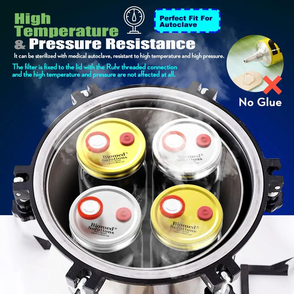 Liquid Culture Lids 6pcs NEW-Autoclavable Wide Mouth Jar Lids with Heavy Duty Injection Port For Mushroom Cultivation Mushroom Cultivation Lids