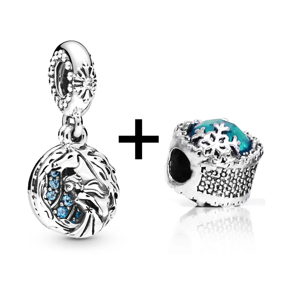 SEIALOY, 2 шт., очаровательные бусины в виде замороженного сердца, Олаф, ледяная лошадь, голубая принцесса, Анна, принцесса, Аиша, подвеска, браслет, ожерелье