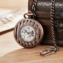 Aliexpress - Hand-winding Mechanical Pocket Watch Men Women Fashion Roman Numerals Wood Hollow Fob Chain Steampunk Clock Skeleton Watch
