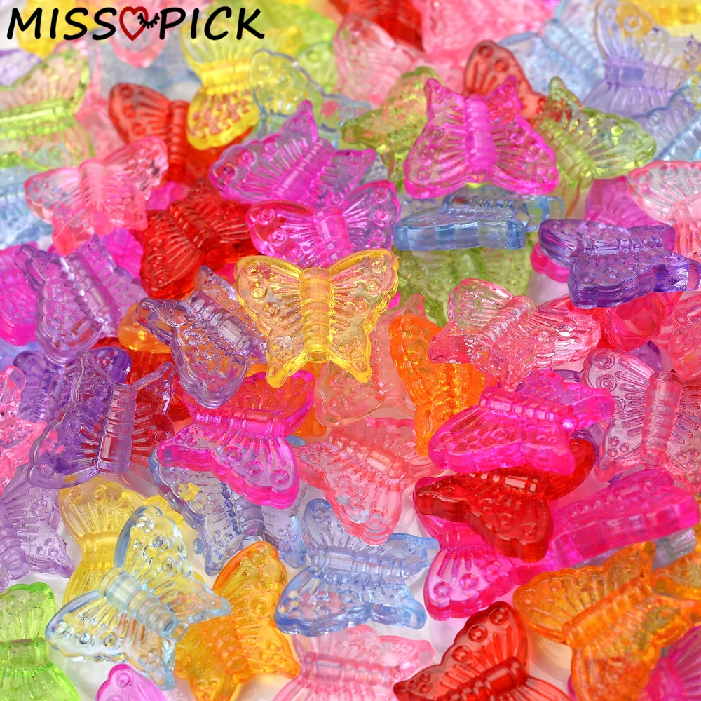 50pcs 11*9mm Colorful Butterfly Acrylic Beads Loose Spacer for Jewelry Making Handmade DIY Bracelet Supplies Accessories | Украшения и
