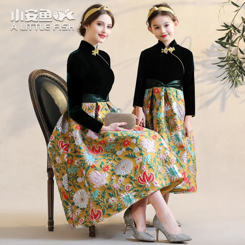 Mother Daughter Evening Ball Gown Mommy and Me Princess Wedding Dress Summer Autumn Family Matching Clothes Mom Baby | Мать и ребенок