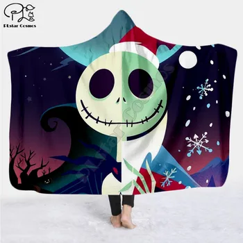 

The Nightmare Before Christmas Jack Skull Hooded Blanket Adult child Sherpa Fleece Wearable Blanket Microfiber Bedding 03