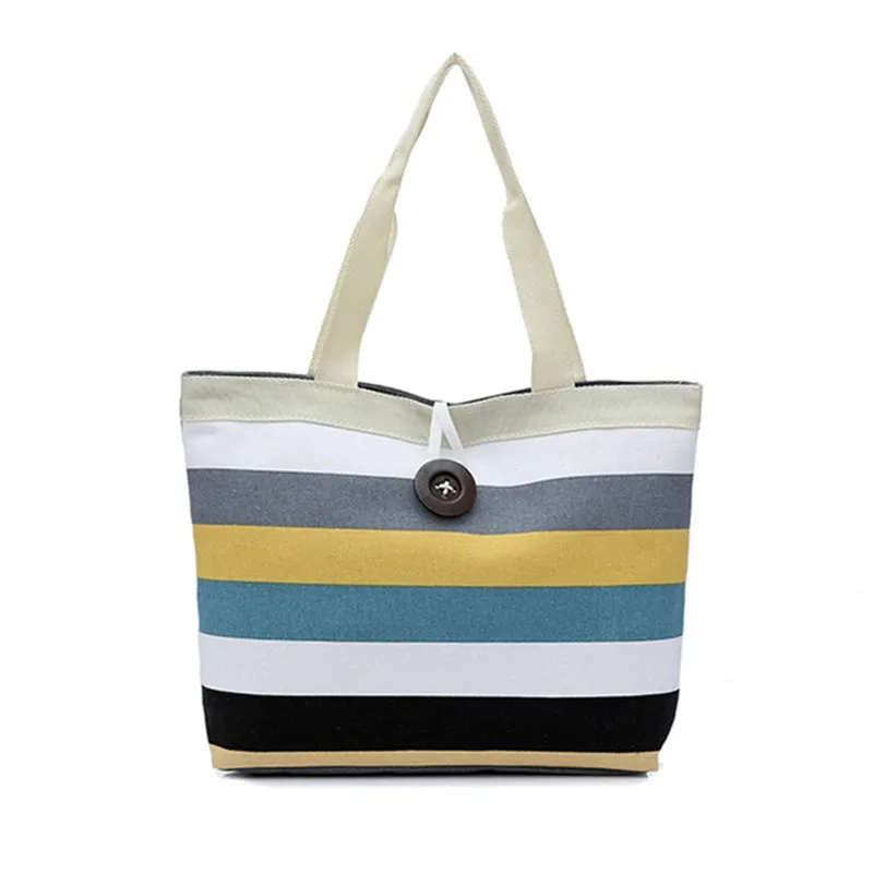 Женская цветная сумка в полоску, сумка тканевая через плечо, Повседневная Сумка-тоут, женская сумка, большая емкость, 5 стилей