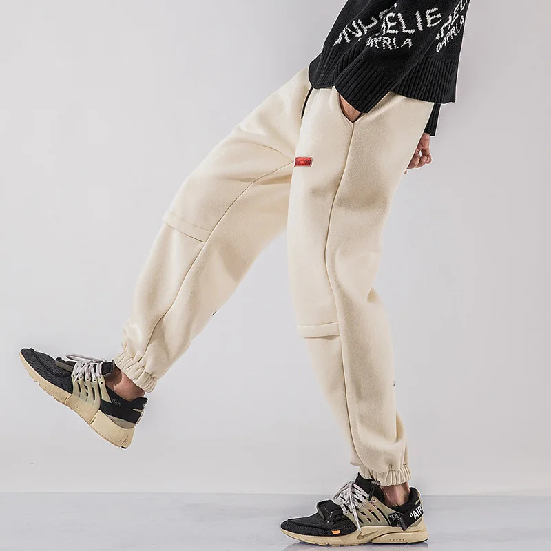 Fleece Winter Cargo Pants Men Hip Hop Warm Casual Streetwear Men's Trouser Military Army Khaki PLUS