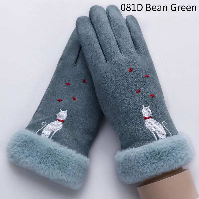 081D Bean Green Мода Уход за кожей лица щит шарф на открытом воздухе ветрозащитная двухслойная кашемировые женские только многоцелевой Зимние перчатки Утепленная одежда перчатки - Цвет: 081D Bean Green