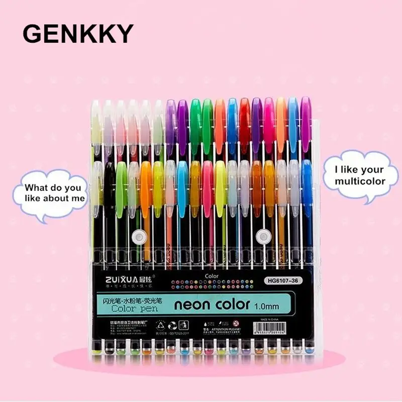 GENKKY рекламная ручка 48 цветов гелевые ручки набор блестящая гелевая ручка для раскраски для взрослых журналов Рисование эскизные художественные маркеры
