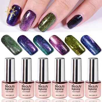 

BEAUTYBIGBANG 6 Bottles Set Chameleon Holographic Nail Gel Polish Set Starry Platinum Effect Soak Off Varnish Nail Art Polish