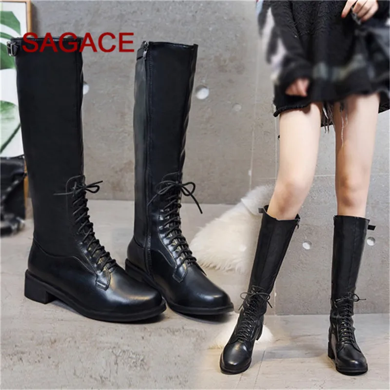 Women Knee-Hight Boots Winter Warm Steampunk Gothic Vintage Style Retro Punk Buckle Military Combat Lace up Female Botas