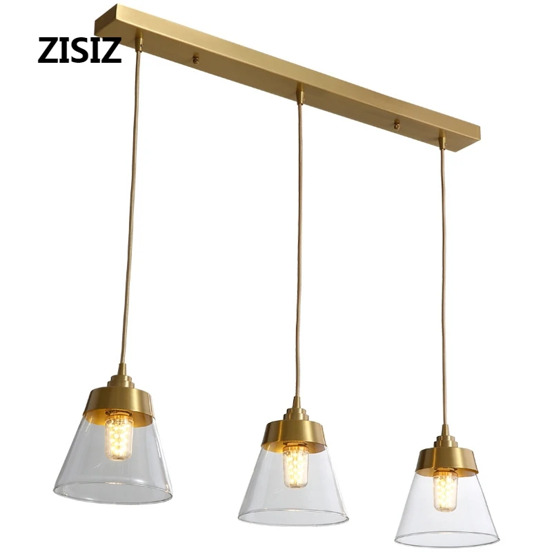 

Lamparas LED Hanglamp for Dining Room Simple Copper Glass Lampshade Bedroom Decoration Hanging Lamp Indoor LED Pendant Lights