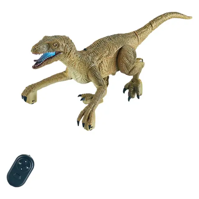 Kids Remote Control Dinosaur Simulation RC Velociraptor Dinosaur Ride Robot with LED Light and Roar Electric Dinosaur ToysGreen