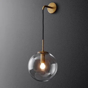 

Post Modern Spherical Arts Wall Lamp Northern Europe Restaurant Aisle Café Toggery Personality Golden Circle Glass Wall Lamp