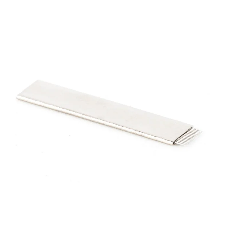 

50pcs Microblading Flat 14 Needles Copper Skin Permanent Makeup Tattoo Needle Blades For 3D Eyebrow Embroidery Manual Tattoo Pen