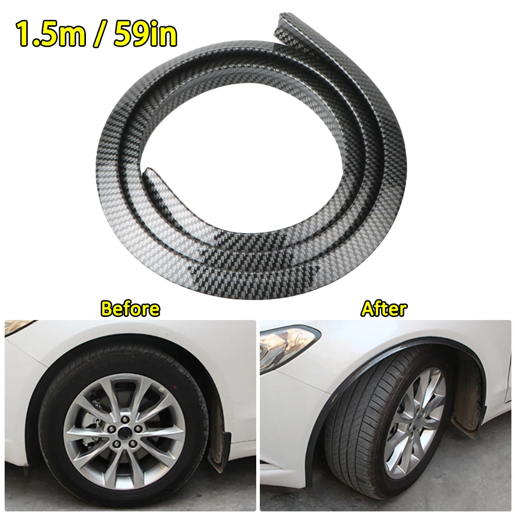 

1.5M Universal Car SUV Wheel Rubber Eyebrow Protector Lip Arch Trim Fender Protector Strip Carbon Fiber Decorative Strip