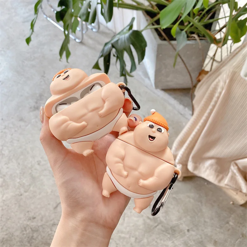 Sumo Wrestler AirPods Pro 1 2 Earphone Case Cover Japanese Anime Fat Guy Baby for Apple Wireless Bluetooth Earphones Covers Cases charging Box