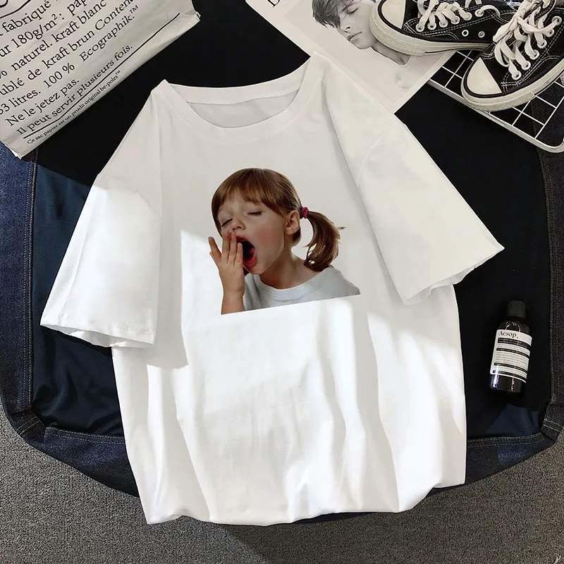 

2019 Women Summer Funny Print O-Neck Cartoon Print Milk Silk Loose Tee Short Sleeve Casual Summer Ladies Plus Size T-Shirt Tops