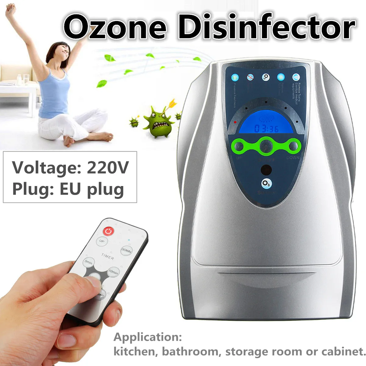 

Ozone Generator 220V 500mg/h Air purifier water Sterilizer Portable Fruit Vegetables Water Food Ozonator Ionizator Purification