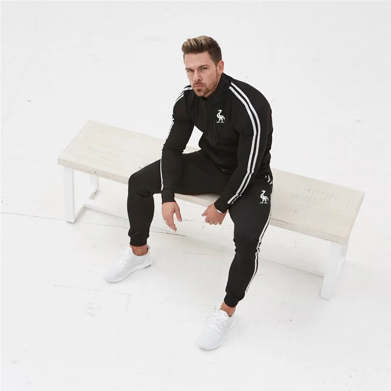 

Brand clothing Spring Tracksuit Men Casual Patchwork Sportwear Set Sweatshirt Sweatpants Male Joggers dress Suits free shipping