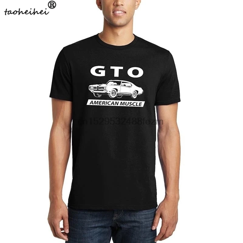 Pontiac GTO Muscle Car Logo Black T-Shirt Grey Tee Men Size S to 3XL 