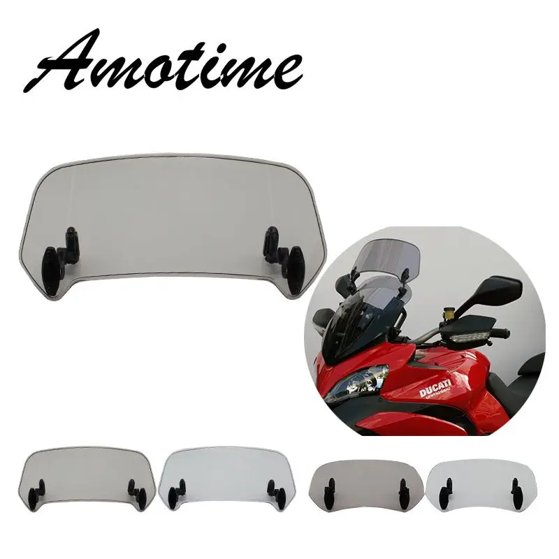 

Adjustable Clip On Windscreen Windshield Extension Spoiler Wind Deflector Adjustable Lockable For Motorcycle