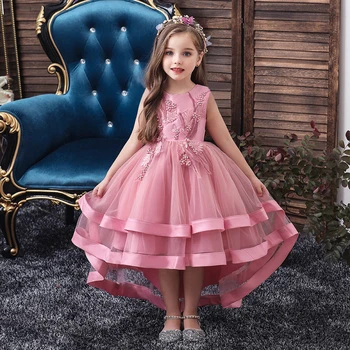 

2020 Summer Beading Evening Dress For Girls Princess Girl Dresses Kids Children Flower Party And Wedding Tutu Dress 10 3-12 Year
