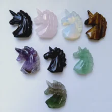 High Quality 2.5inches Various Gemstone Unicorns Shape Crystal Cute Animal Hand Polished Feng Shui For Gift& Home Decor WYQ