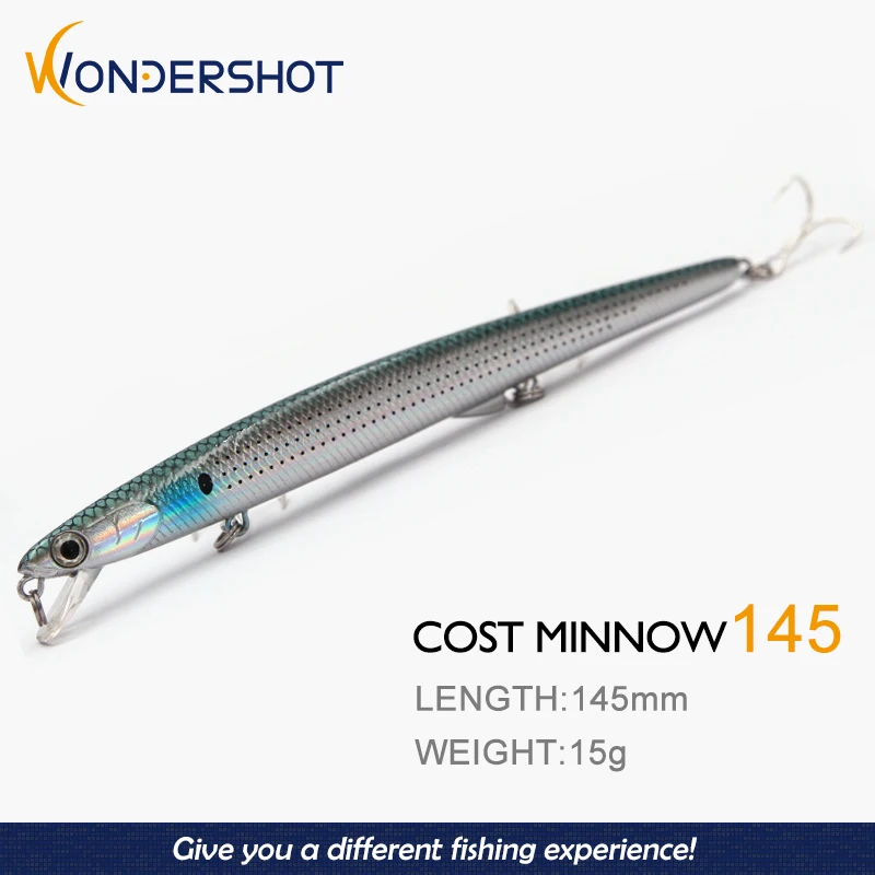 

Wondershot A06 145mm 15g Cost Minnow Floating Minnow Sea fishing lure Wobbler Laser Hard Bait Crankbaits Isca Artificiais lures