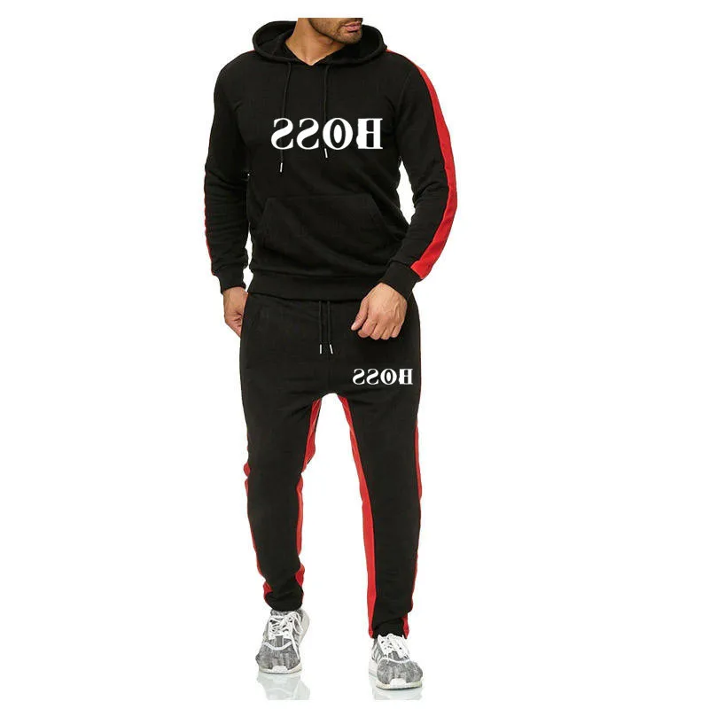 

Cross border European and American Style Men's leisure sports suit 2-piece business leisure gym sportswear running suit