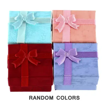 

Earring Ring Chain Necklace Pendant Lilac Jewelry Women Gift Display Box Green Blue Packaging Holder Bow Cardboard Random Color